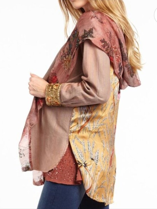 Aratta Silent Journey Jackets & Blazers - Aratta - Looks Authentic Hoody Kimono Embroidered w Flower&Sequin Detail NWT M
